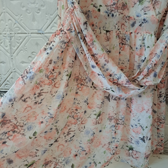 PLUS SIZE FLORAL PRINT FLOUNCE SLEEVE RUFFLE DRESS NWOT SIZE 4X - Picture 7 of 15